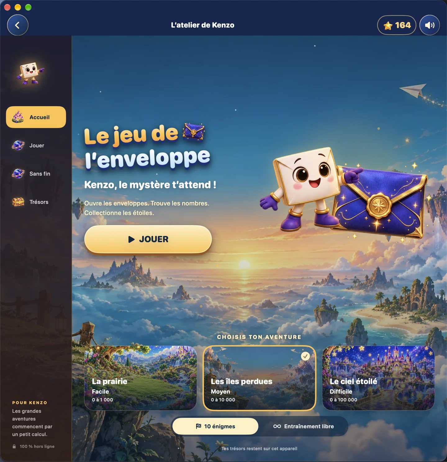 L’atelier de Kenzo : le jeu de l’enveloppe et ses trois aventures