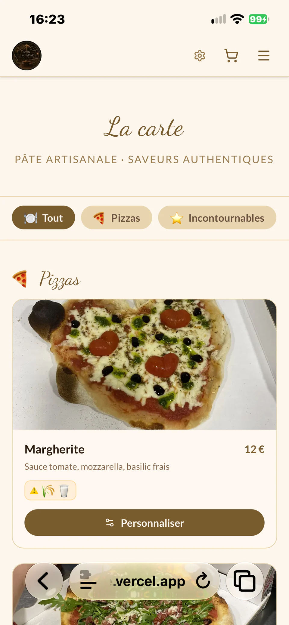 Capture native sur iPhone 16e : la carte dans Safari